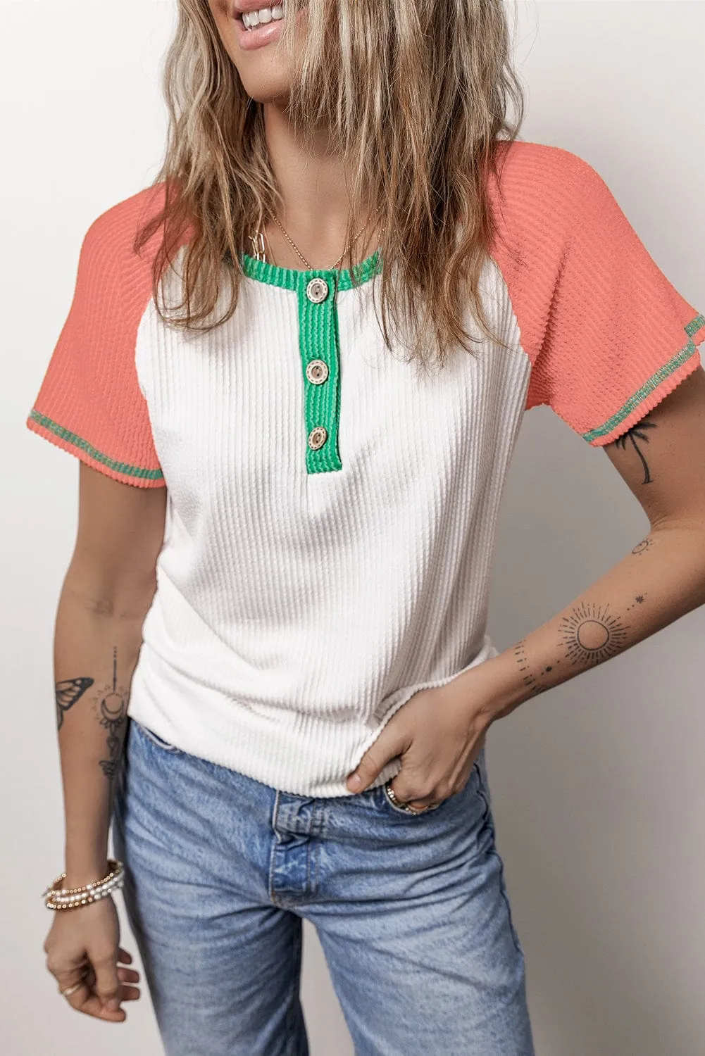 3 Color Block Raglan Tee