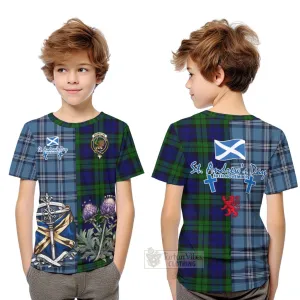 Bannatyne Tartan Kid T-Shirt Happy St. Andrew's Day Half Tartan Style