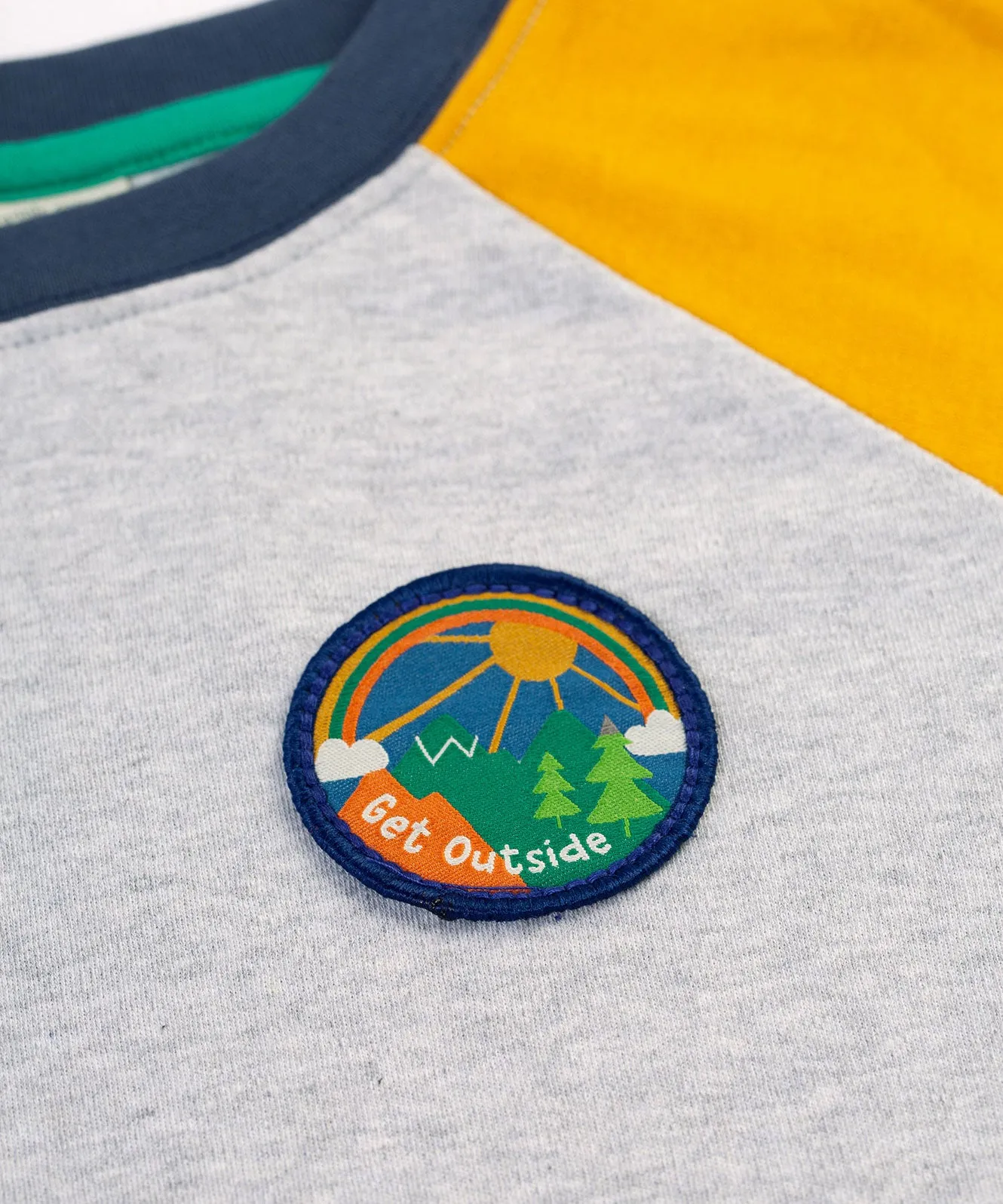 Frugi Leo Raglan Top - Grey Marl/Get Outside