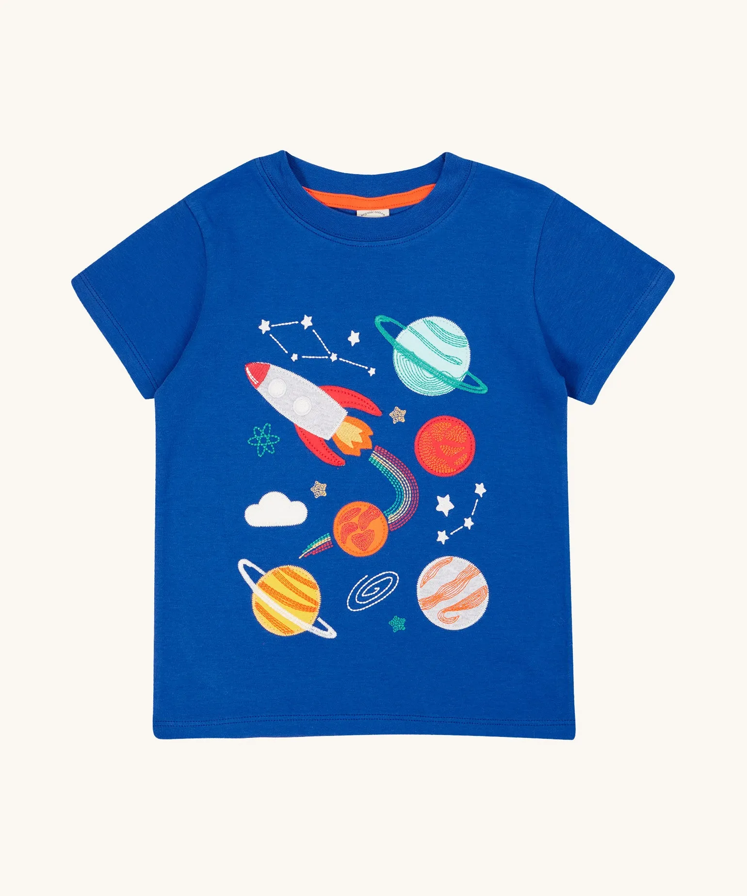 Frugi Little Creature Applique Top - Blue Tang/Rocket