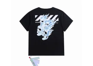Off-White - Printed 'Back Skeleton Stripe' Black T-Shirt
