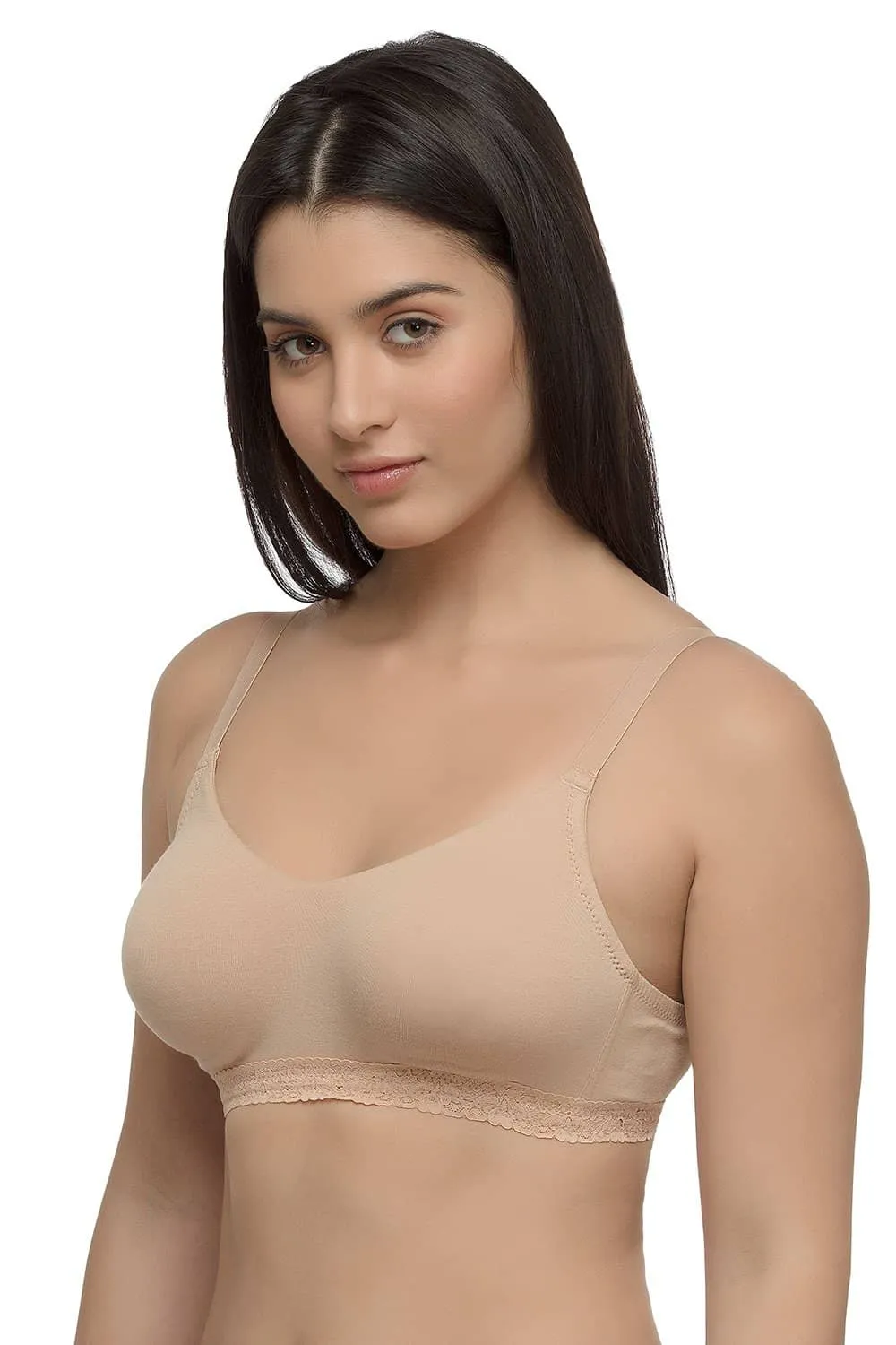 Organic Seamless Laced Bra (Pack of 3)-ISB054-M.White_M.White_Skin-