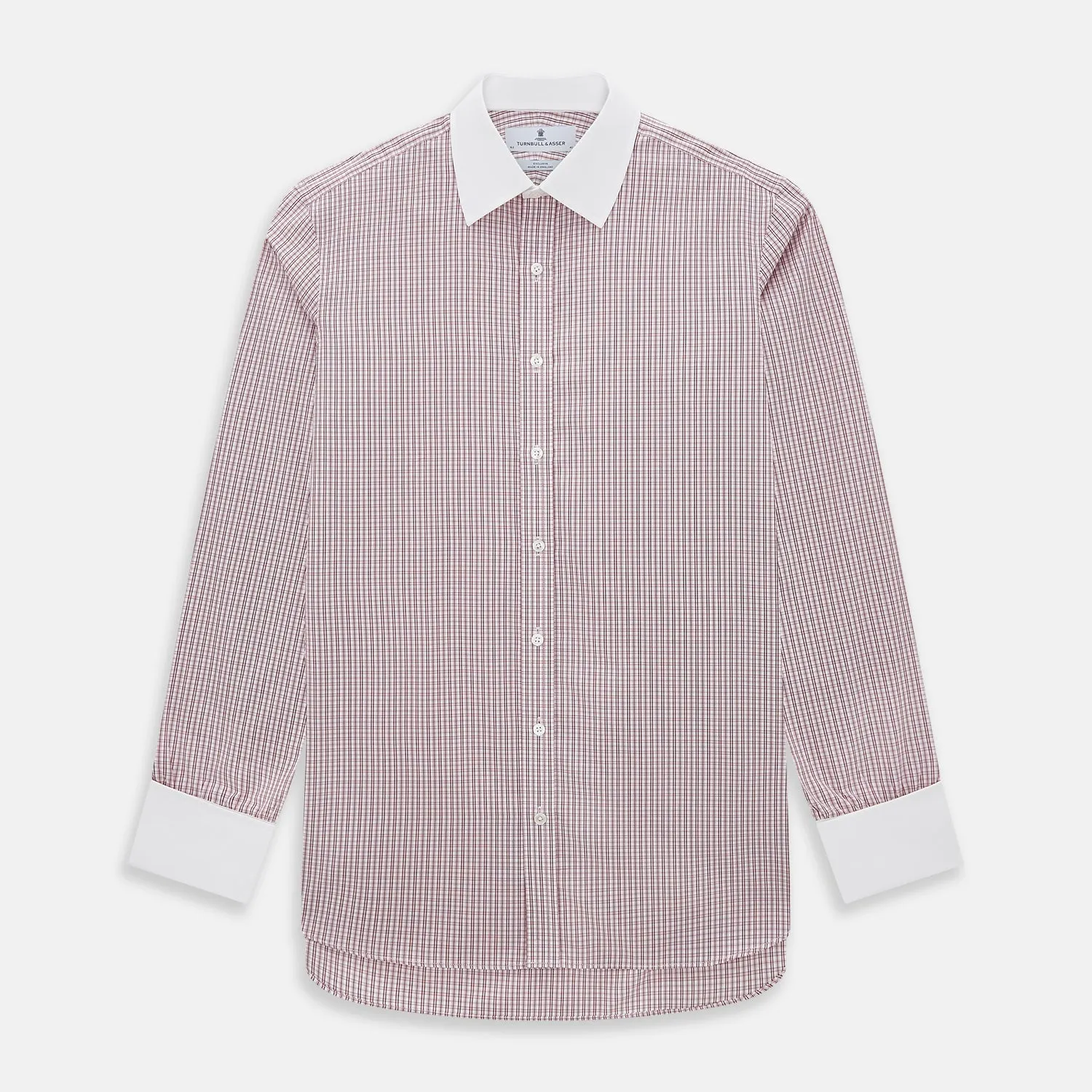 Red Micro Check Mayfair Shirt with Contrast T&A Collar and Cuffs